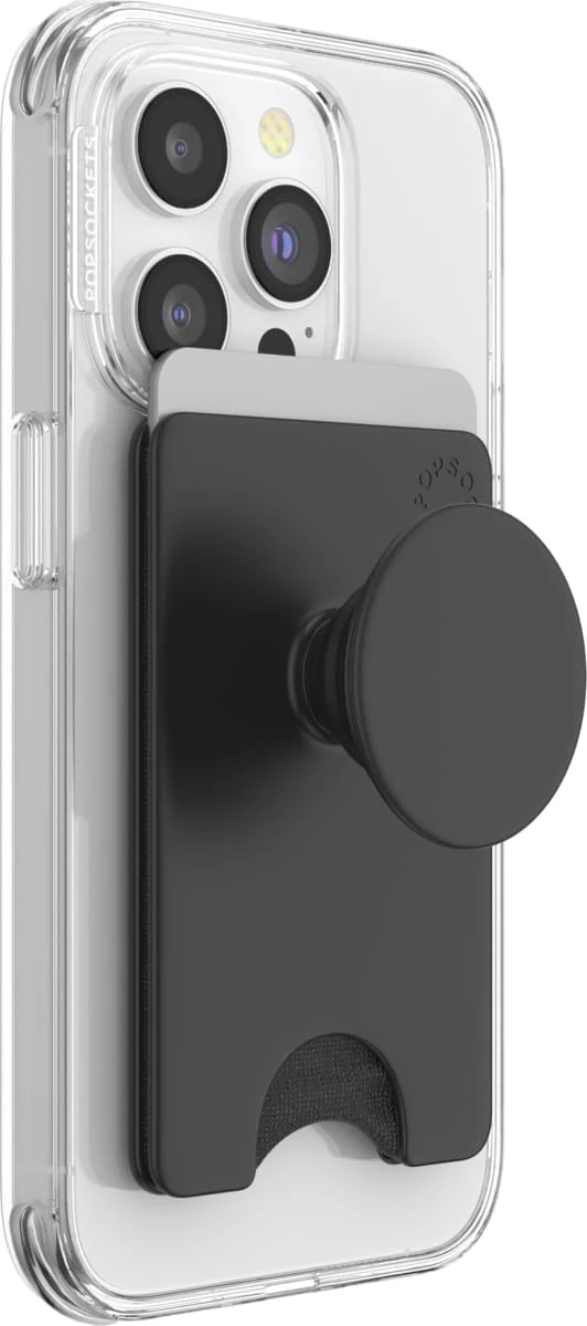 PopSockets Adhesive Phone Wallet and Card Holder with Grip - Black