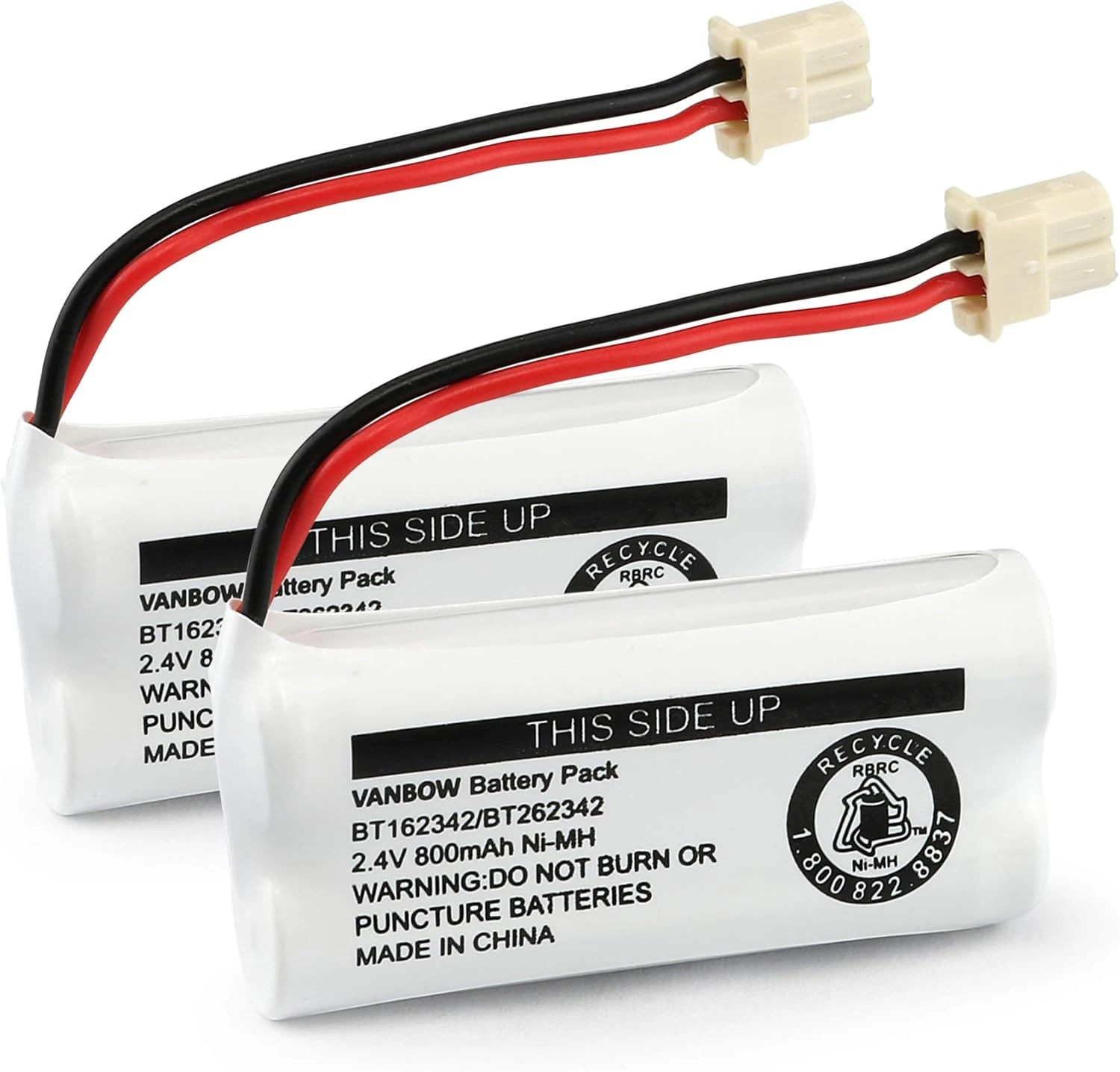 VANBOW BT162342 / BT262342 2.4V 800mAh Ni-MH Cordless Phone Battery Pack (Pack of 2)