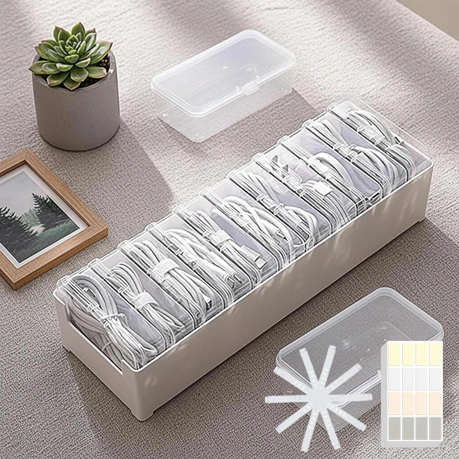 11 Case Cable Storage Box with Cable Straps and Label