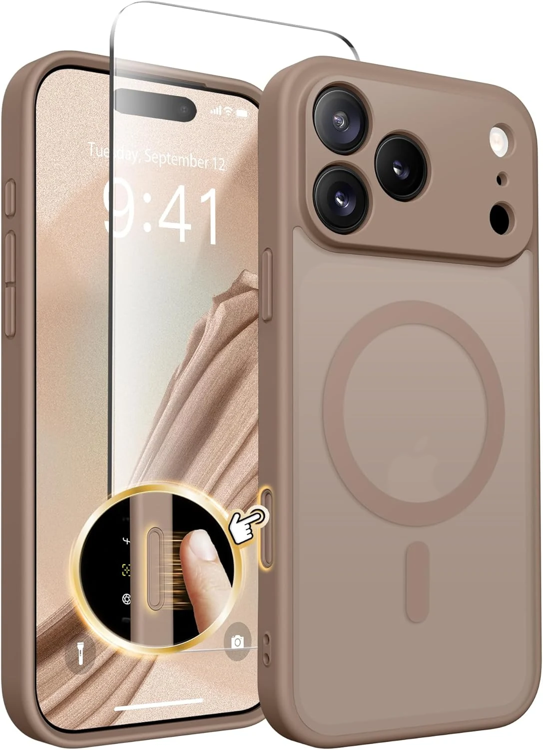 CAPRARO Magnetic for iPhone 17 Pro Case, Upgraded [Full Camera Protection] [Compatible with MagSafe] Protective Translucent Matte (Withered Brown)