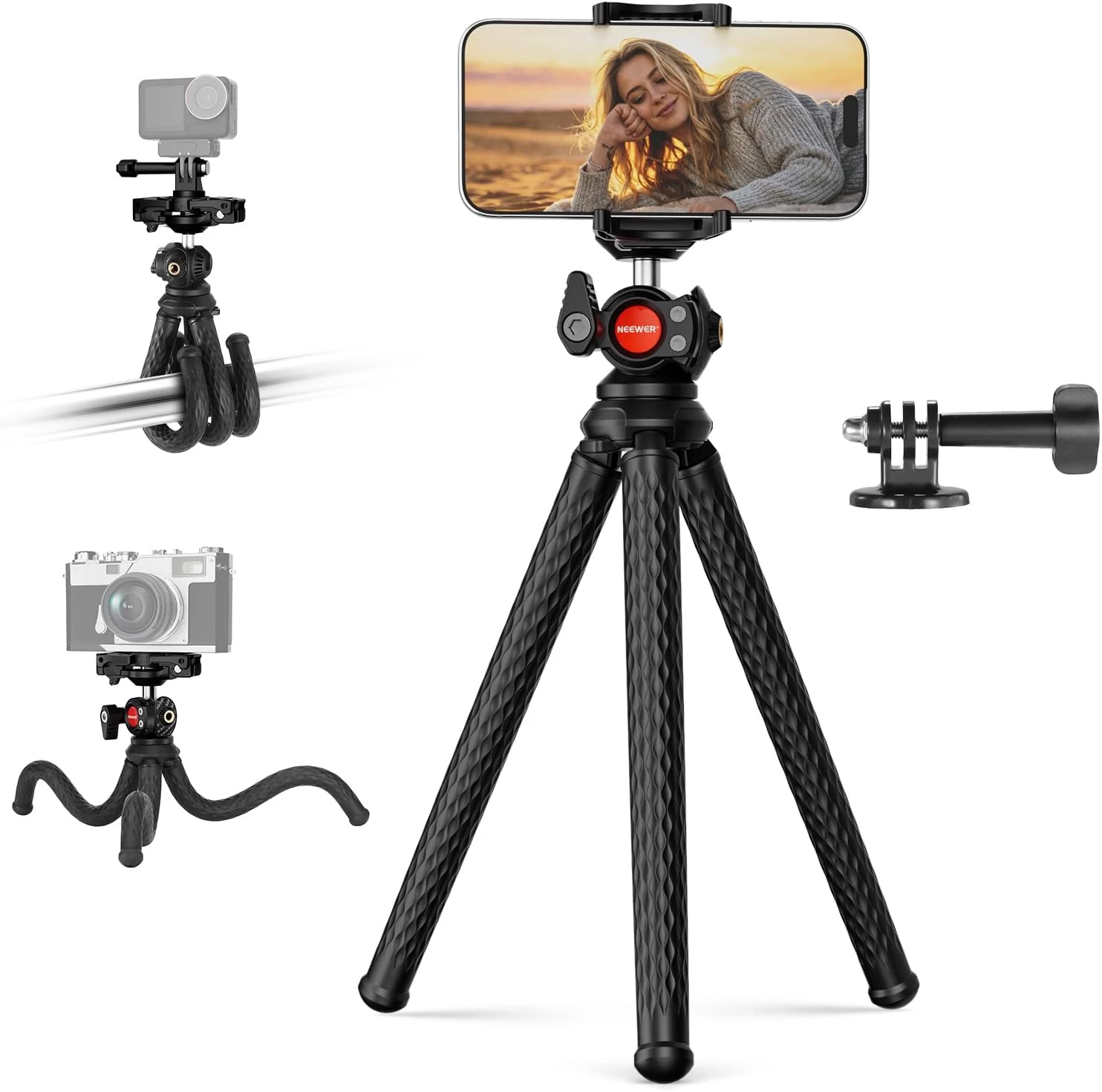 NEEWER Flexible Phone Tripod, Small Mini Camera Webcam Desk Stand (TP34)