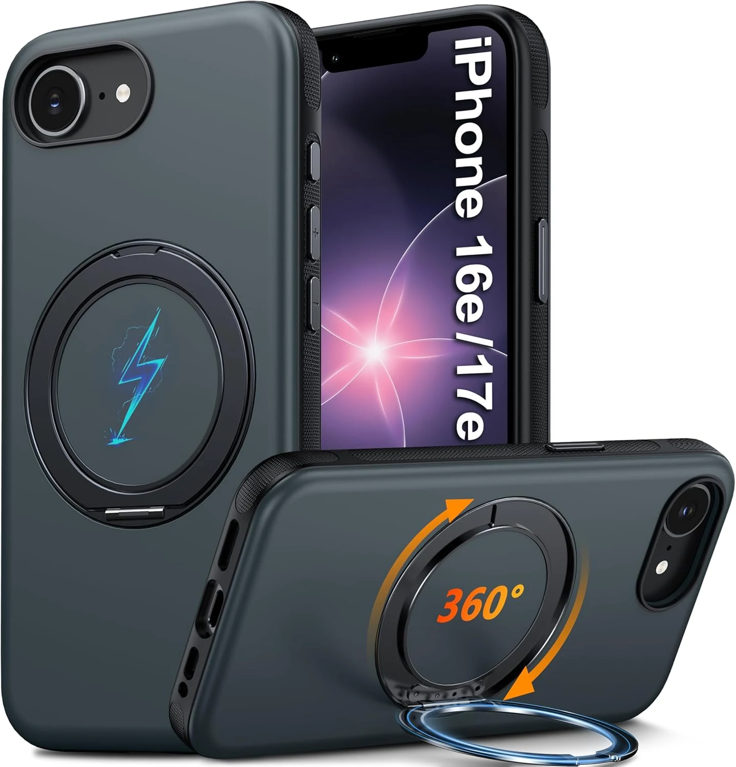 Oterkin for iPhone 17e Case & iPhone 16e Case with 360°Spin Magnetic Stand