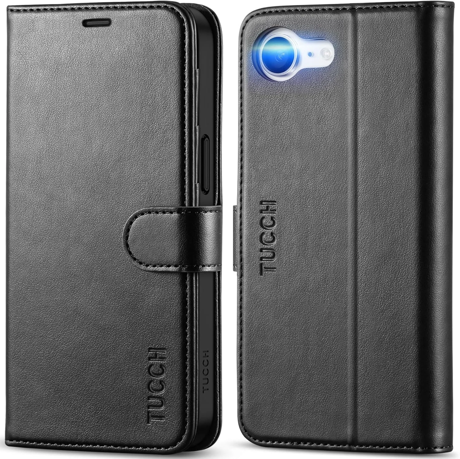 TUCCH Wallet Case for iPhone 17e/16e, [RFID Blocking] 4 Card Holder Kickstand [Shockproof TPU Inner Case] PU Leather Magnetic Closure Protective Cover for iPhone 17e 2026/16e 2025 6.1" (Black)