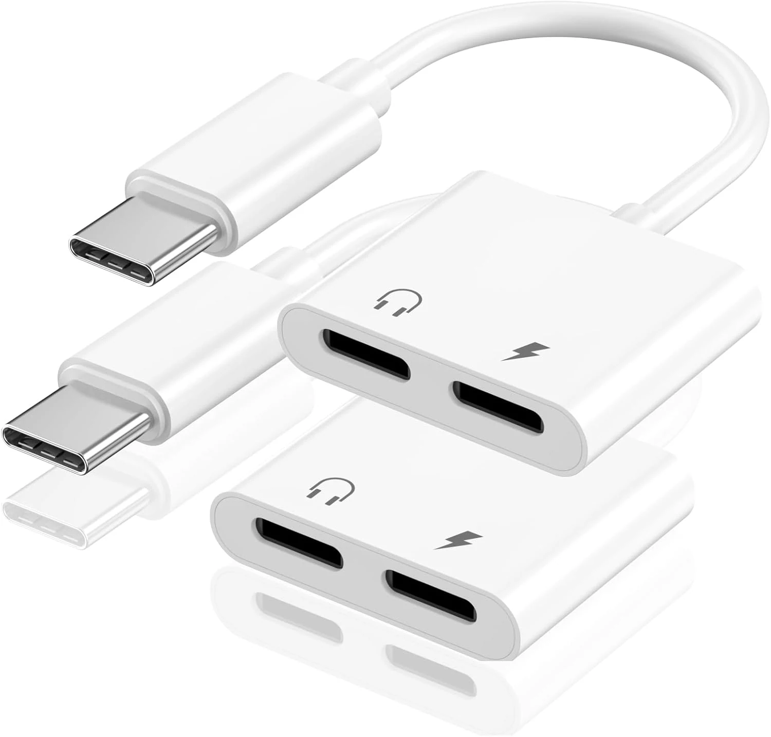 [Apple MFi Certified] Dual USB C Headphone and Charger Adapter for iPhone 17 (2 Pack)