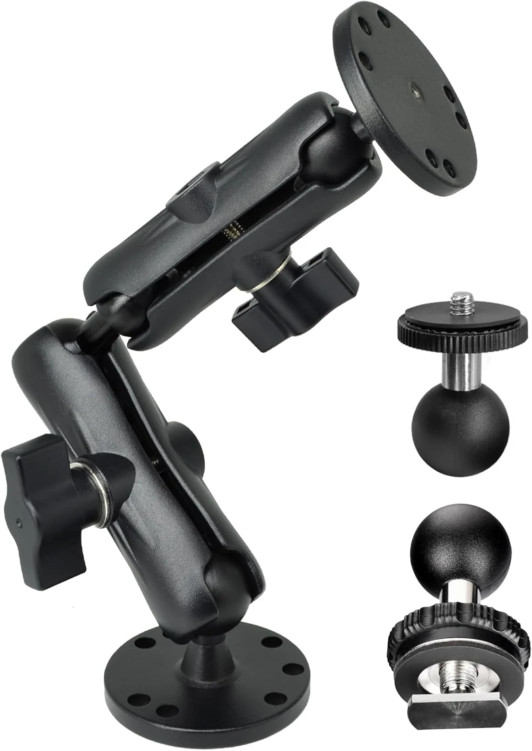 VAUBORTTI 1" Ball Mount for Garmin Striker 4,Aluminum Extension Arm with AMPS Round Plate – Fish Finder, ELD Mount – Compatible with RAM B Size Kit – T-Bolt Track System