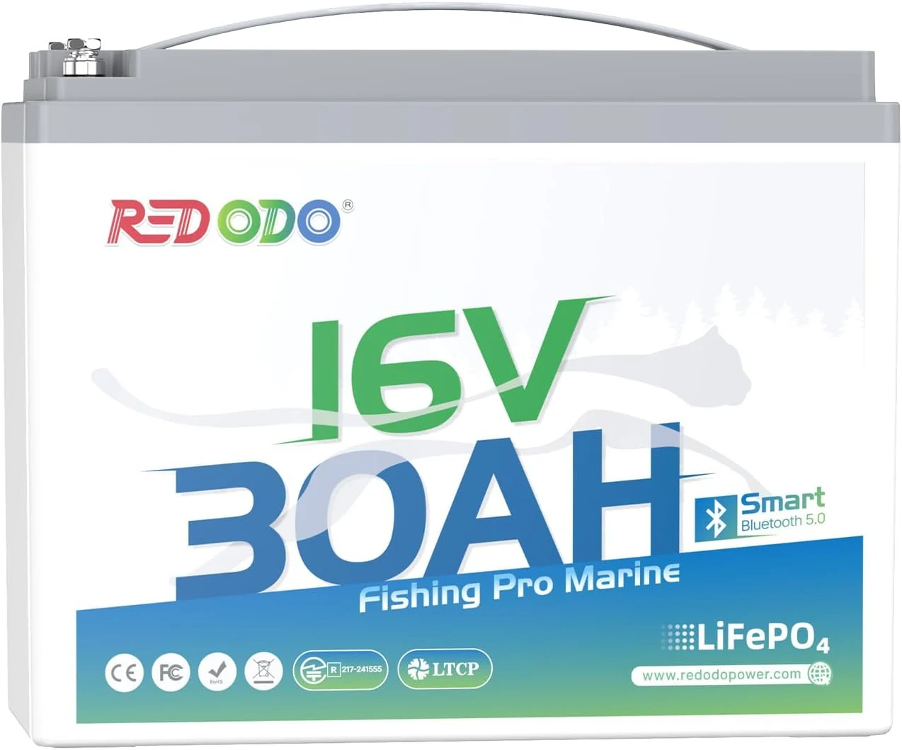Redodo 16V 30Ah Lithium Marine Battery with Bluetooth, LiFePO4 Battery