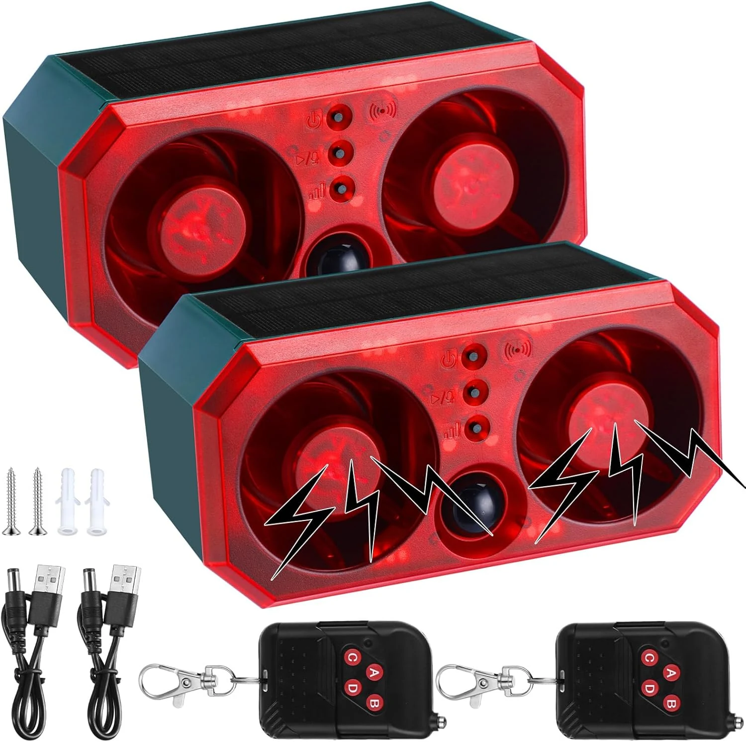 Qualirey 2 Pcs Solar Outdoor Motion Sensor Alarm Motion Sensor
