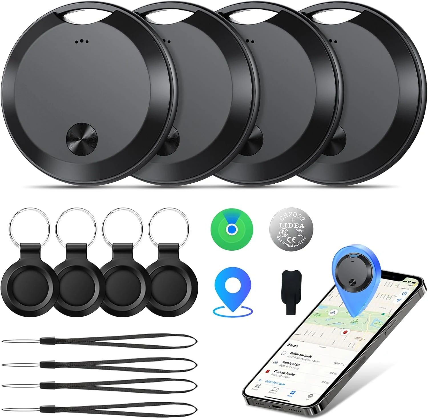 Air Tracker Tags-4 Pack: Smart Bluetooth Tracker, Item Finder Works with Apple Find My (iOS Only) App, weTag mini.