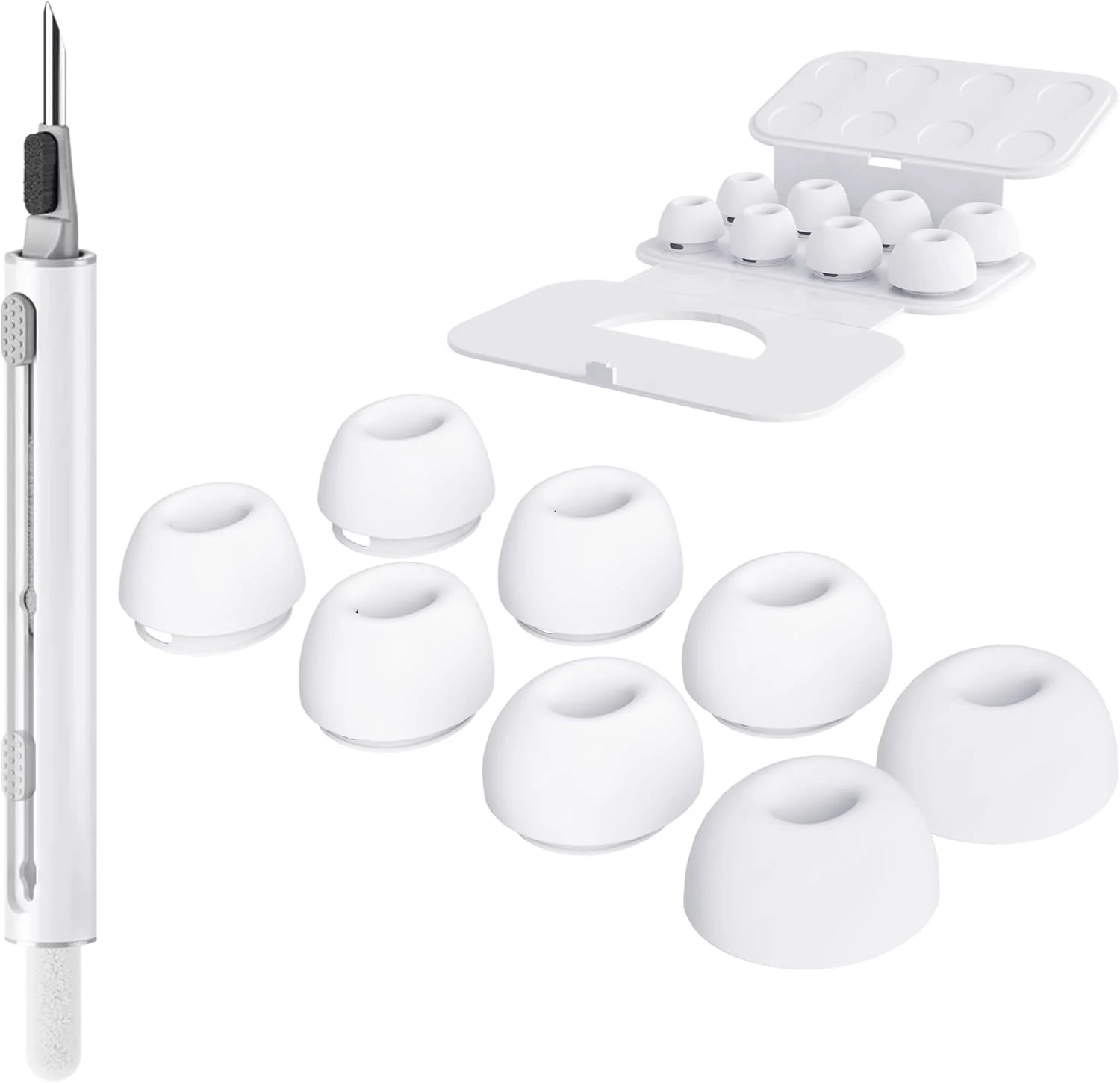 4 Pairs Replacement Ear Tips for Airpods Pro 1st/2nd with Noise Reduction Hole & Cleaning Kit