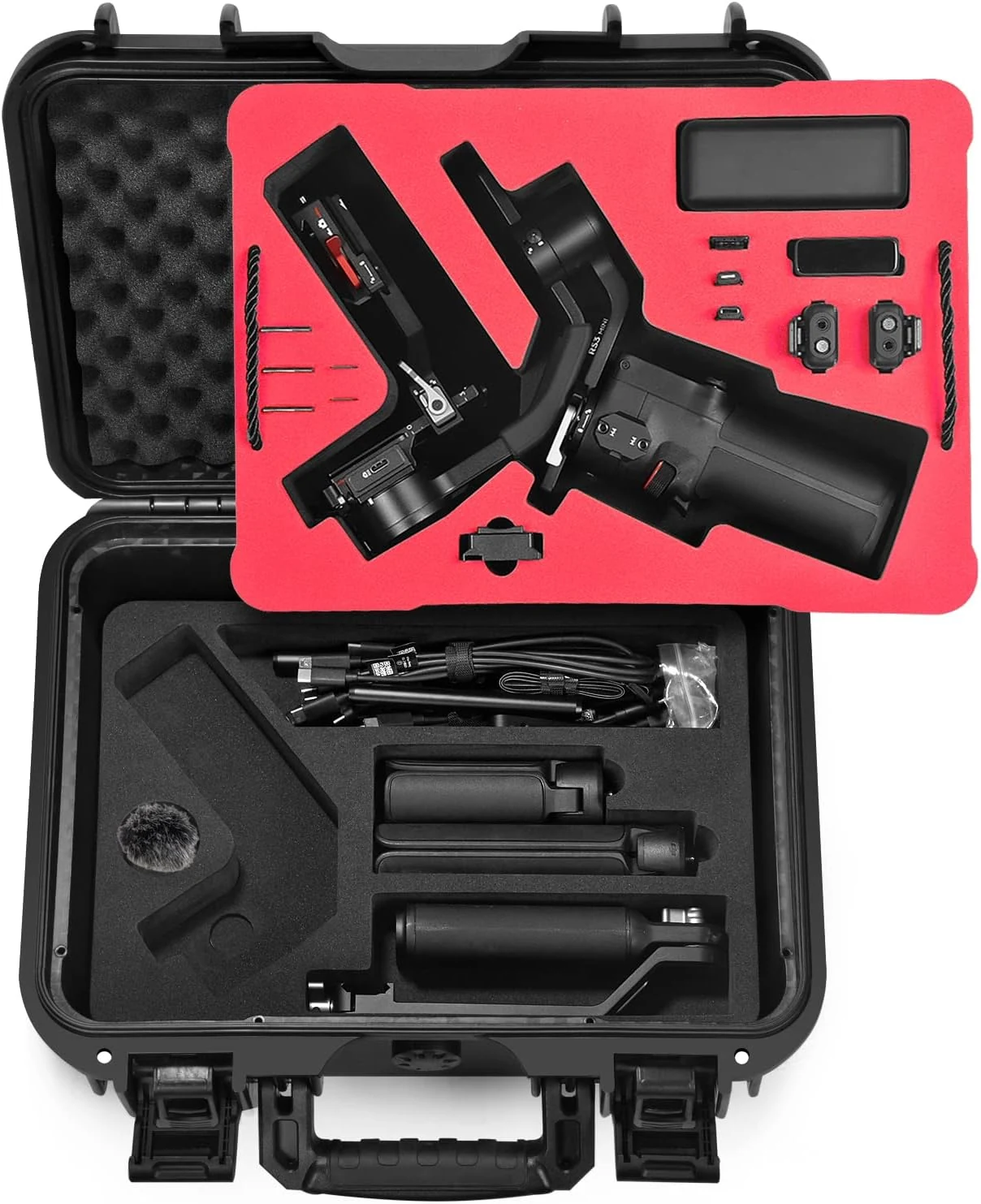 Lekufee Waterproof Hard Carrying Case for DJI RS 3 Mini, Gimbal Stabilizer, Mic 3/2/Mini (2 TX + 1 RX),& More Accessories (Case Only)