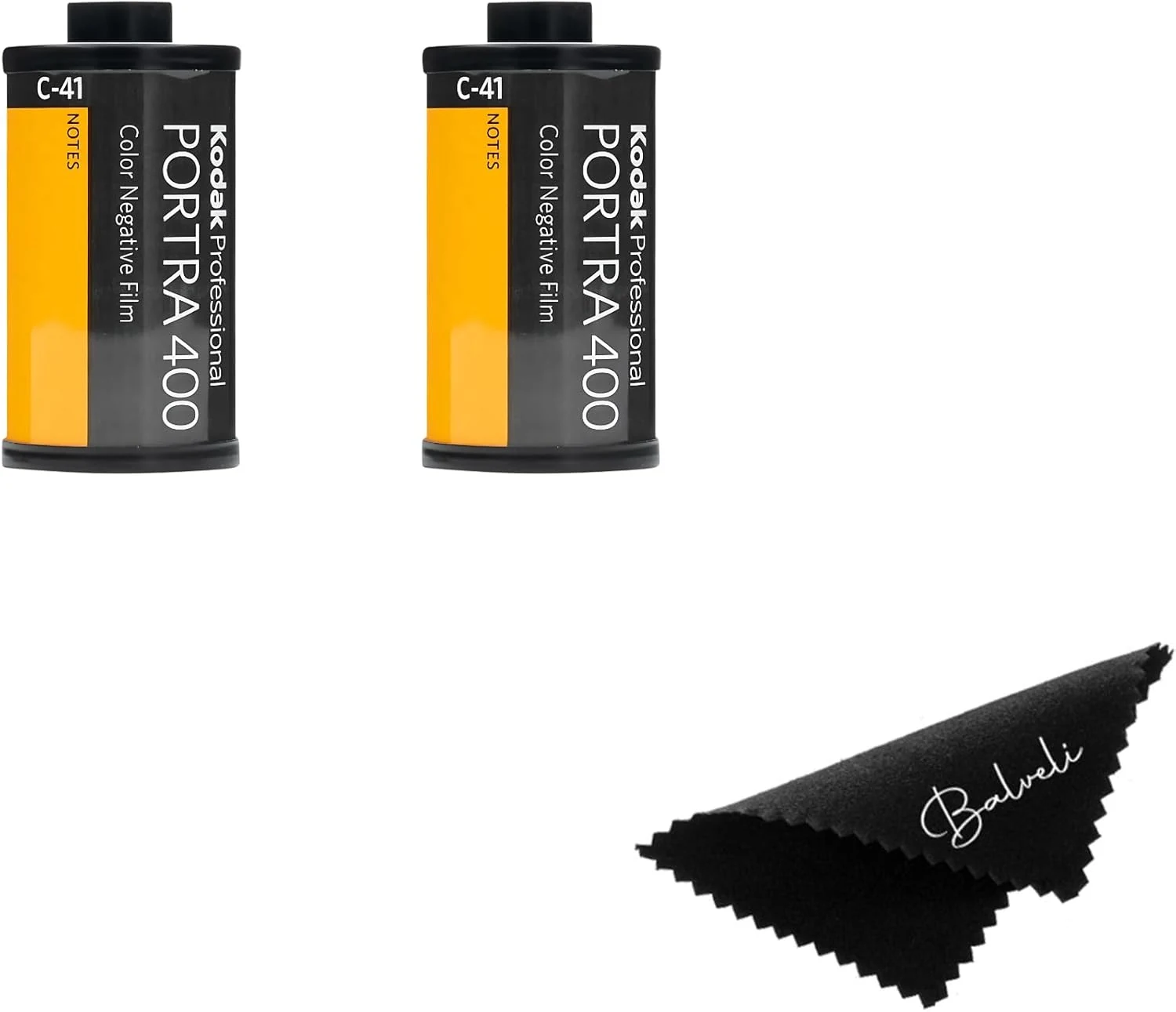 Kodak Portra 400 Film - 2 Pack of 36exp Rolls for 35mm Cameras with balveli Premium Microfiber Cloth