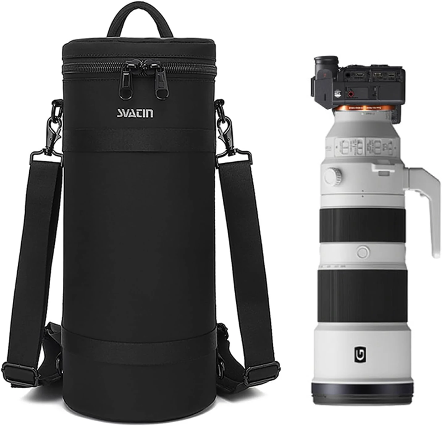 Large Camera Lens Case Bag,Barrel Shaped Shockproof Protective Padded Long Telephoto Lens Backpack Pouch