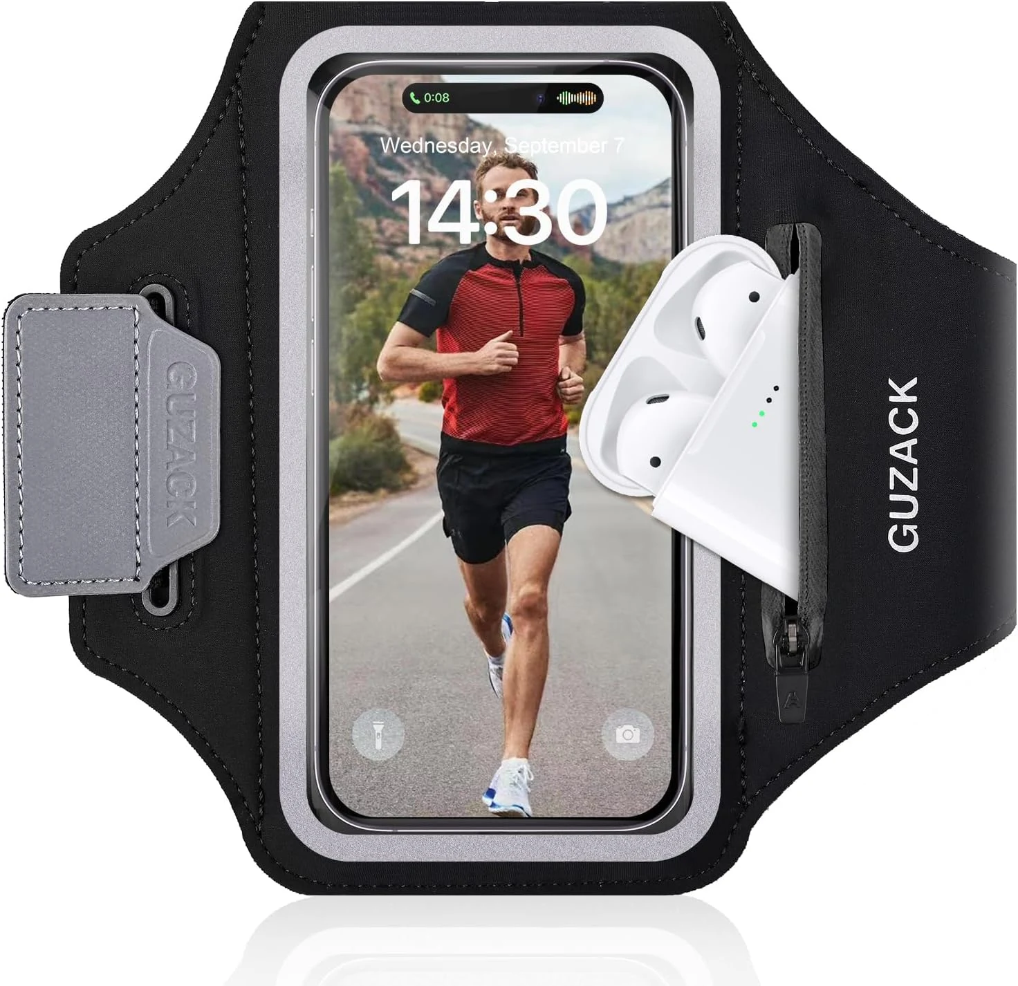 Running Armband with Earphone Pouch & Card Slot, Running Phone Holder