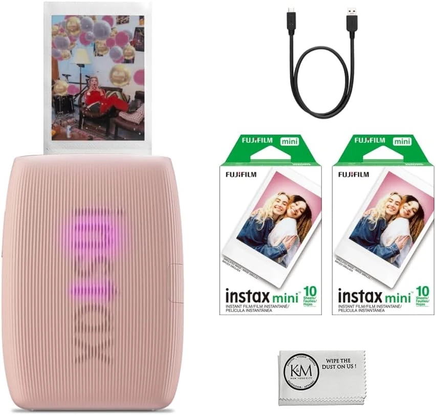 Fujifilm INSTAX Mini Link 3 Smartphone Printer (Rose Pink) Bundle