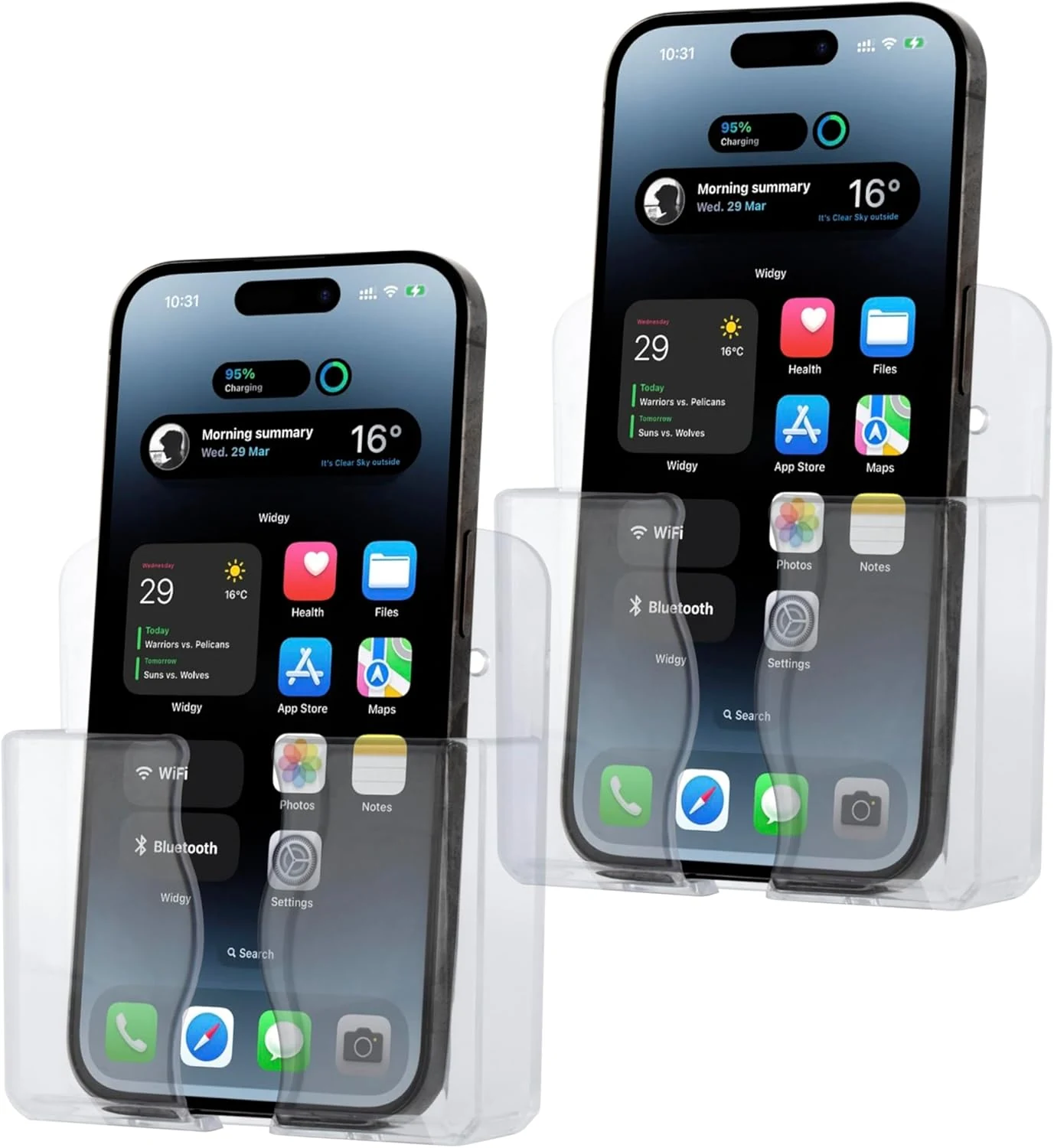 CEI&BPY 2Pack Phone Holder Wall Mounted, Clear Phone Stand with Self Adhesive