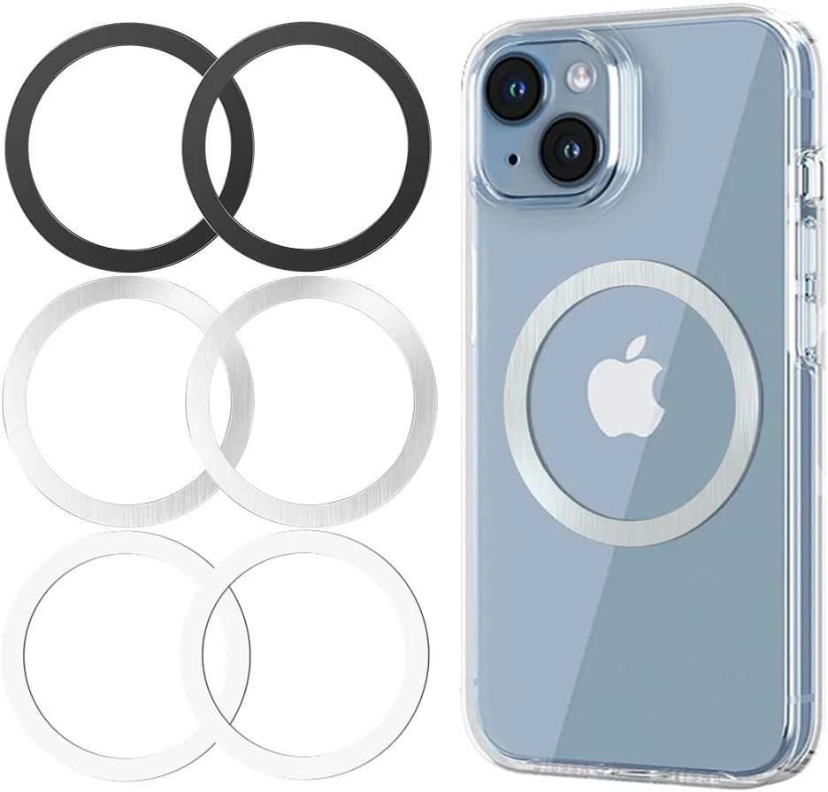 KALAPOP Metal Rings 6PCS, Ultra-Thin (0.4mm) for MagSafe Sticker/Magnetic Adapter/Phone Cases/Wireless charger