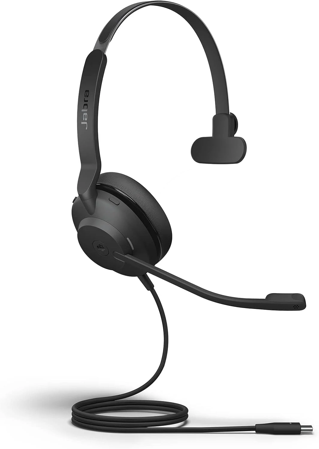 Jabra Evolve2 30 MS Wired Headset, USB-C, Mono, Black – Lightweight, Portable Telephone Headset with 2 Built-in Microphones