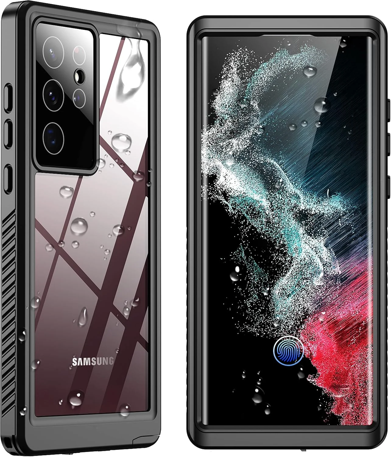 SPIDERCASE Designed for Samsung Galaxy S22 Ultra Case Waterproof, Built-in Screen Protector Full Protection Heavy Duty Shockproof Anti-Scratched Rugged Case, Black