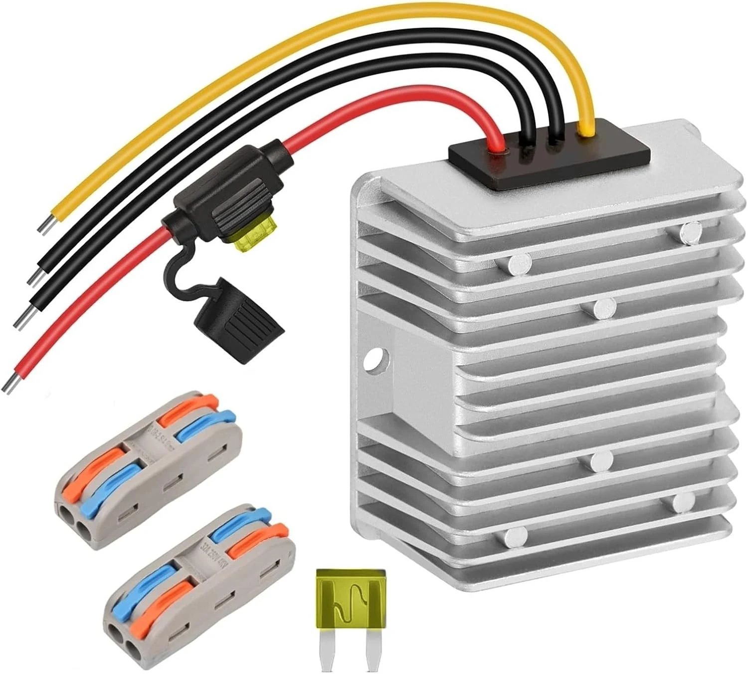 20A 240W Golf Cart DC 18V 20V 24V 36V 48V Step Down to DC 12V Converter Voltage Regulator Reducer Power Buck Converter with Fuse(Inputs 18V-58V to 12V 20A)