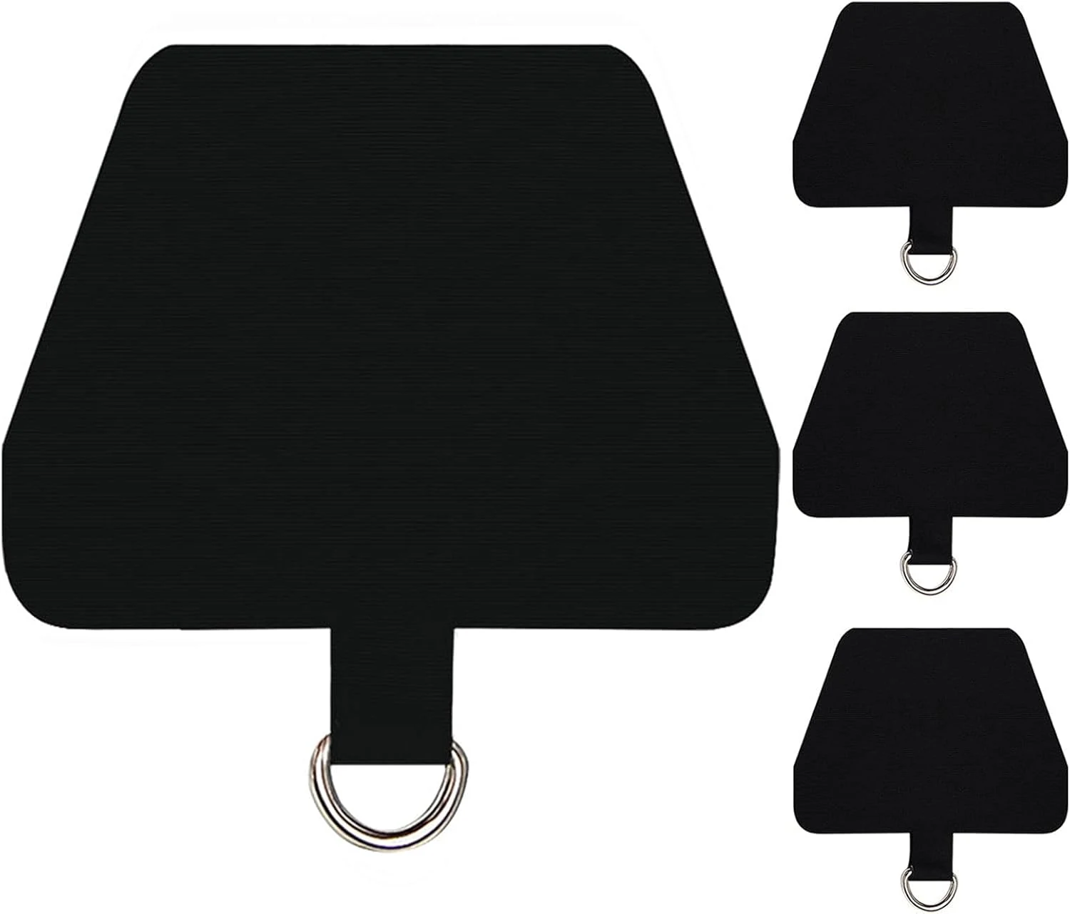 COCASES 4 Pack Phone Tether Tab, Phone Strap Replacement Part for Cell Phone, Safety Lanyard Patch (Black x4)