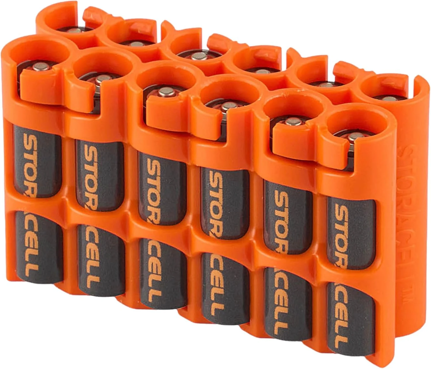Storacell by Powerpax AAA Battery Storage Caddy, Orange, Holds 12 Batteries (Not Included)