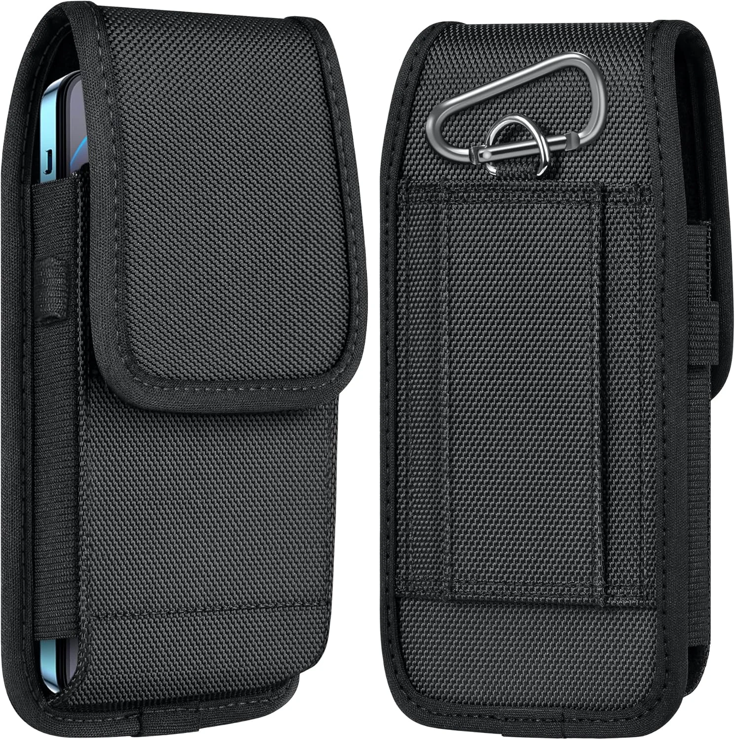 ykooe Cell Phone Pouch Nylon Belt Holster Case Compatible with iPhone 17 16 15 14 13 12 11 & Pro Models, Samsung Galaxy S20 S21 S22 S23 S24 S25 (Black)