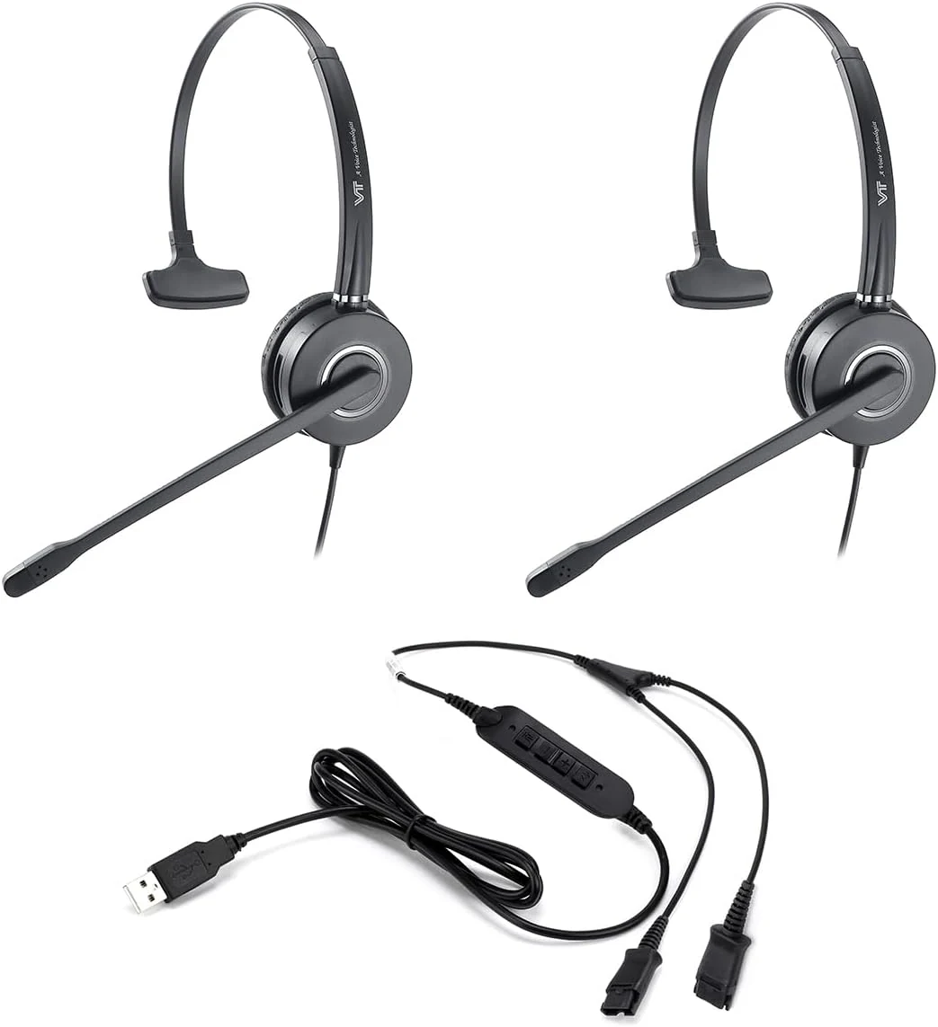 VT 2 x PLT-QD Pro Headsets with Noise Cancelling Mic + 1 x USB Y Training Cable (PC/Mac)