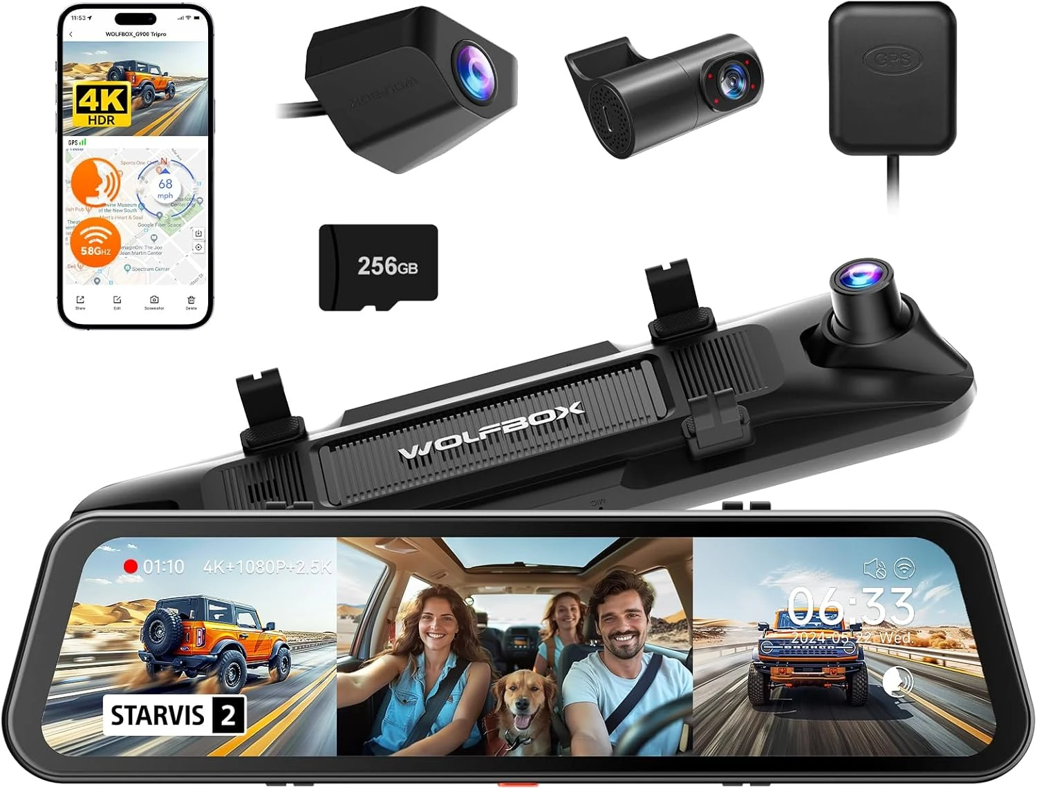 WOLFBOX G900 Tripro Cabin Version 3 Channel 4K Rear View review