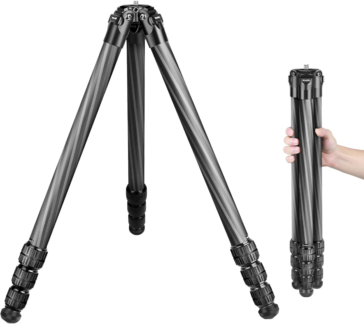 Manbily Carbon Fiber Tripod for Hunting, Shooting and Outdoors, 32mm Tube, Max. Load 44lbs/20kg- No Ball Head