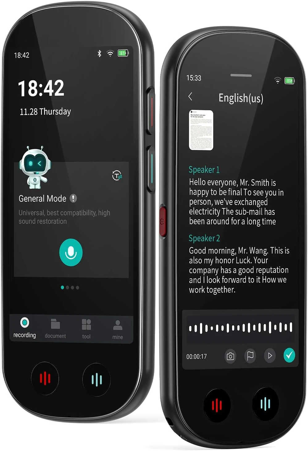HUREWA AI Voice Recorder with Playback, Digital Voice Recorder with Unlimited Transcription, Summary, Translation, 80GB Voice to Text Meeting Recorder and Transcriber