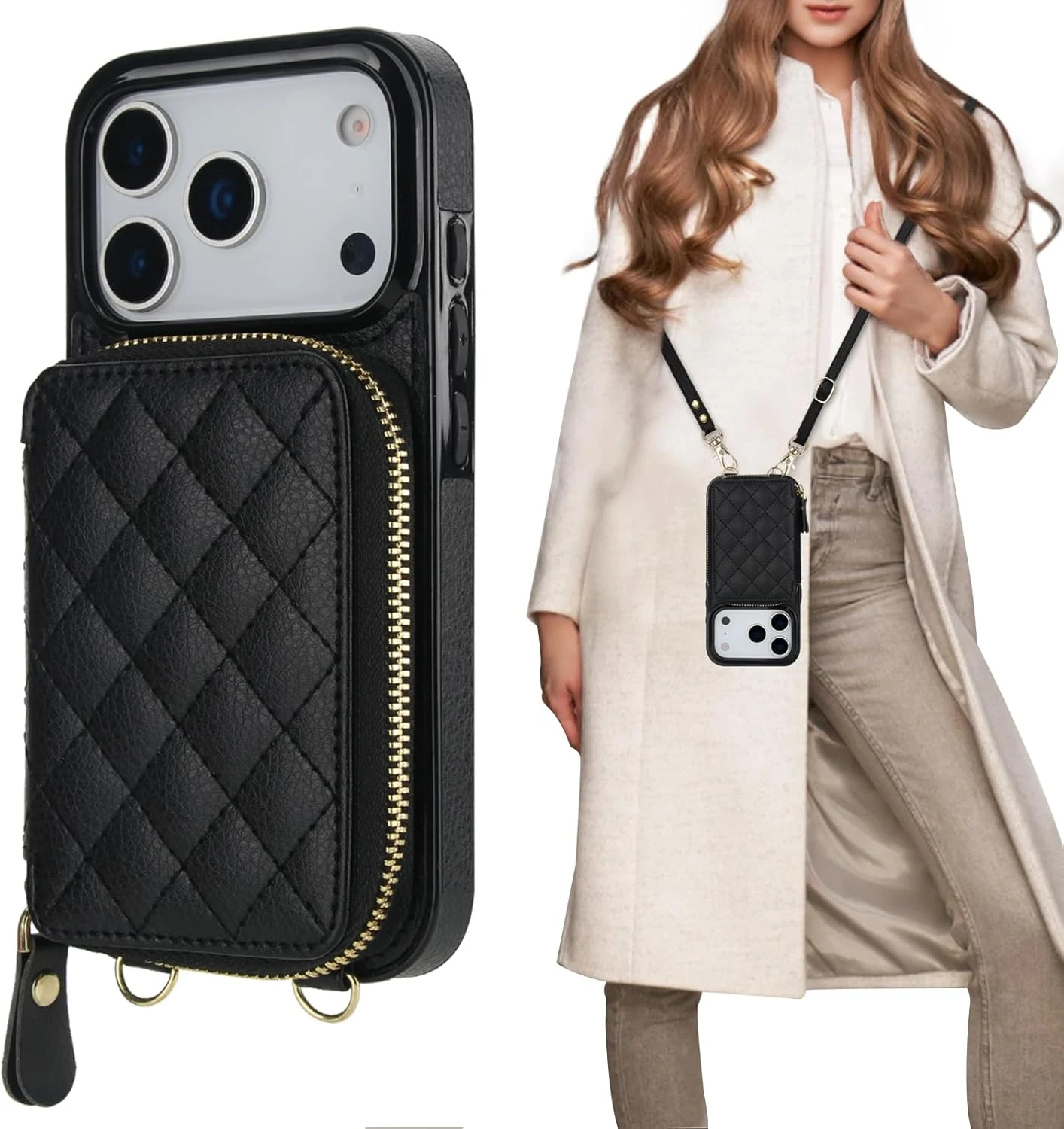 Bocasal Crossbody Wallet Case for iPhone 17 Pro, RFID Blocking