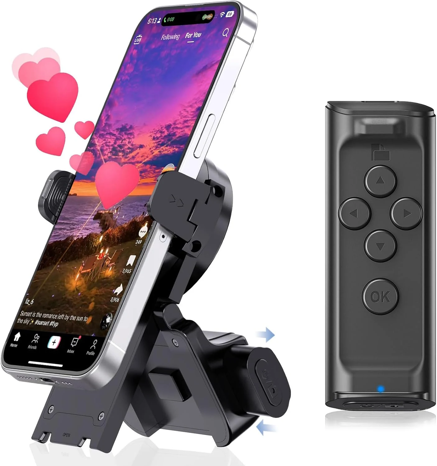 MILOUZ Remote Control Scrolling for TikTok with Phone Stand, Page Turner (Bluetooth)