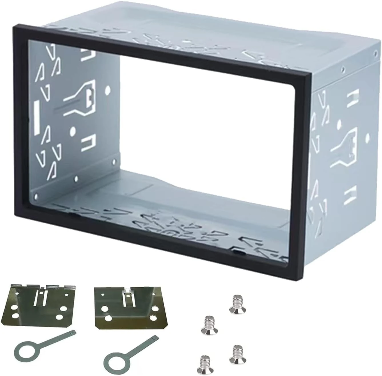 Universal Double DIN Car Stereo Cage, with Metal Frame, Car Radio Fitting Kit