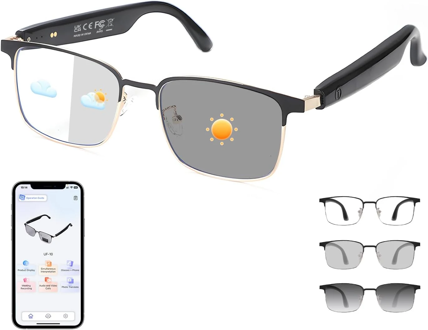 Al Smart Glasses for Men Women - Translation Bluetooth Glasses (Tulbeys GS06)