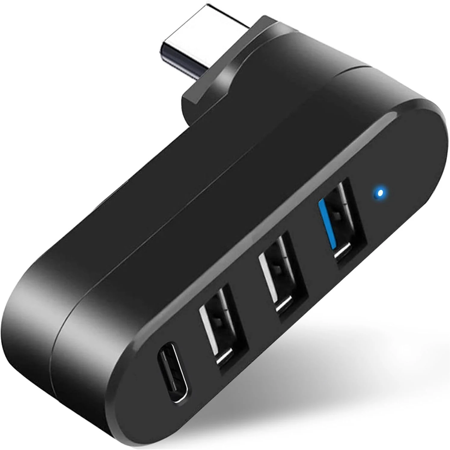 VIENON 4-Port USB C Hub [90°/180° Degree Rotatable], USB C Adapter Splitter with PD-in 5W Port, USB Extender for MacBook, iMac, Surface, and More C Port Laptop