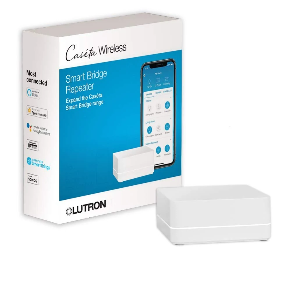 Lutron Caseta Smart Lighting Smart Hub Repeater, Expands The Range of Caseta Up to 60 Feet, Works w/ Alexa, Apple Homekit, Google Home (PD-REP-WH), White