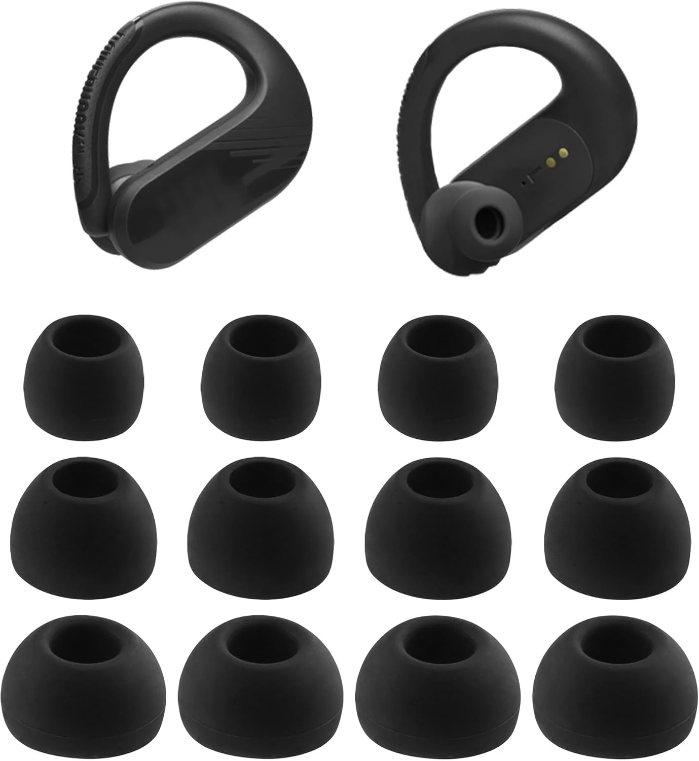 Replacement Silicone Ear Tips for JBL Endurance Peak 3 / Peak II/Peak/Run 2 Wired/Race TWS, 6 Pairs (S/M/L, Black)