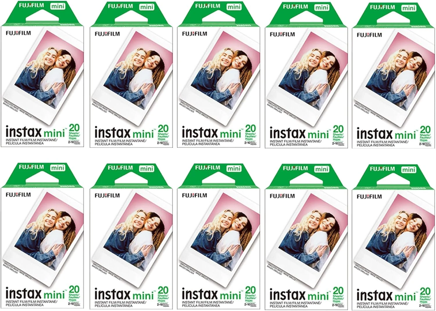 Fujifilm Instax Mini Instant Film (10 Twin Packs, 200 Total Pictures) for Instax Cameras