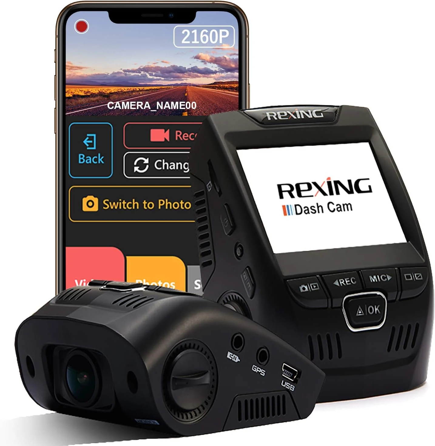 REXING V1 - 4K Ultra HD Car Dash Cam 2.4" LCD Screen, Wi-Fi, 170° Wide Angle Dashboard Camera Recorder