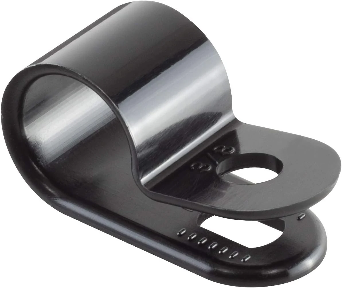 GTSE Black Nylon Plastic Cable Clamps, 3/8" Screw Mounts (100 Pack)