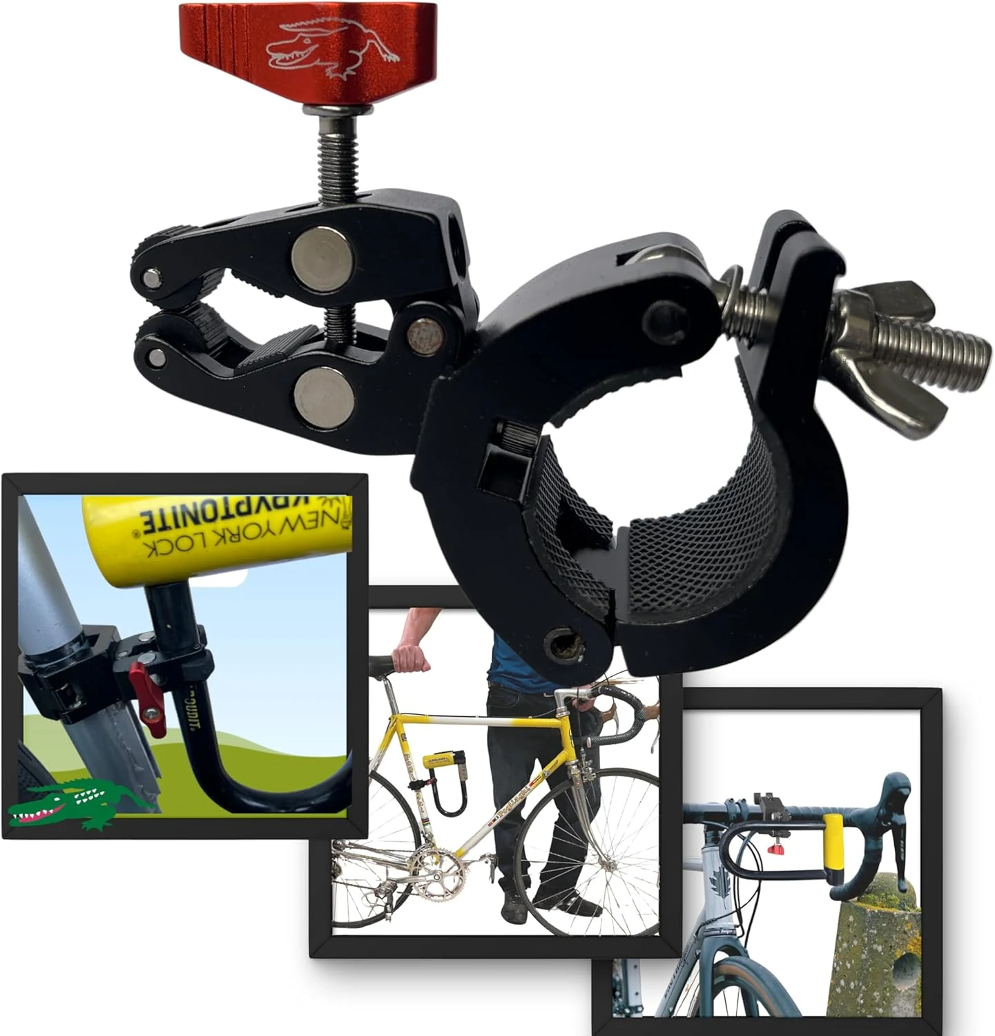 U-Lock Holder for Bicycle. This is the Original Gator! (Patent Pending) All-Metal Ulock Holder for Bikes and ebikes