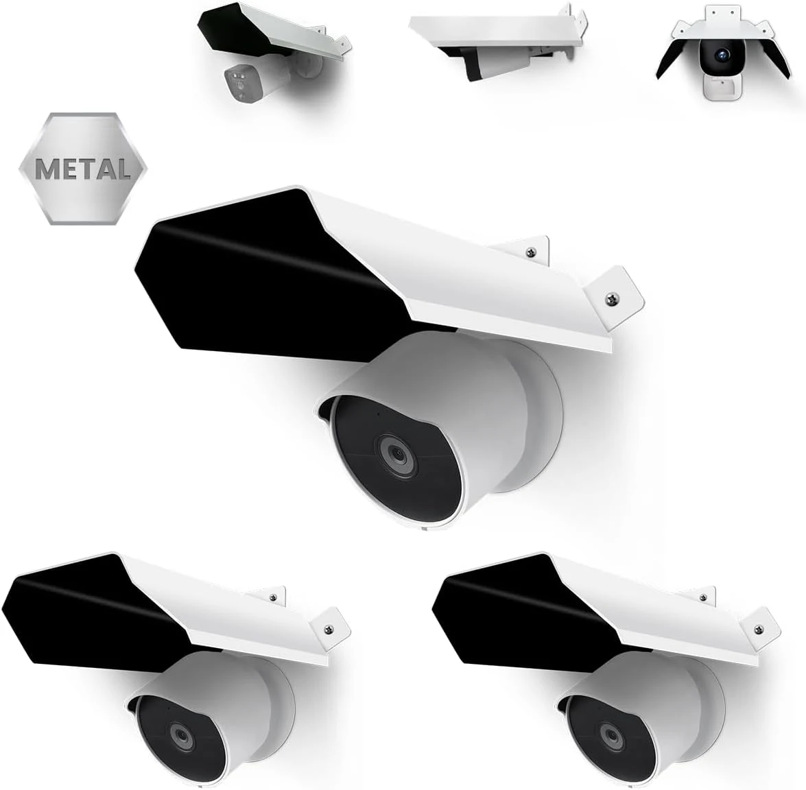 Universal Security Camera Sun Rain Cover Shield, Waterproof Protective Roof for Surveillance Camera, Outdoor Camera Shade Covers for Dome, Bullet Cameras (White 3 Pack)