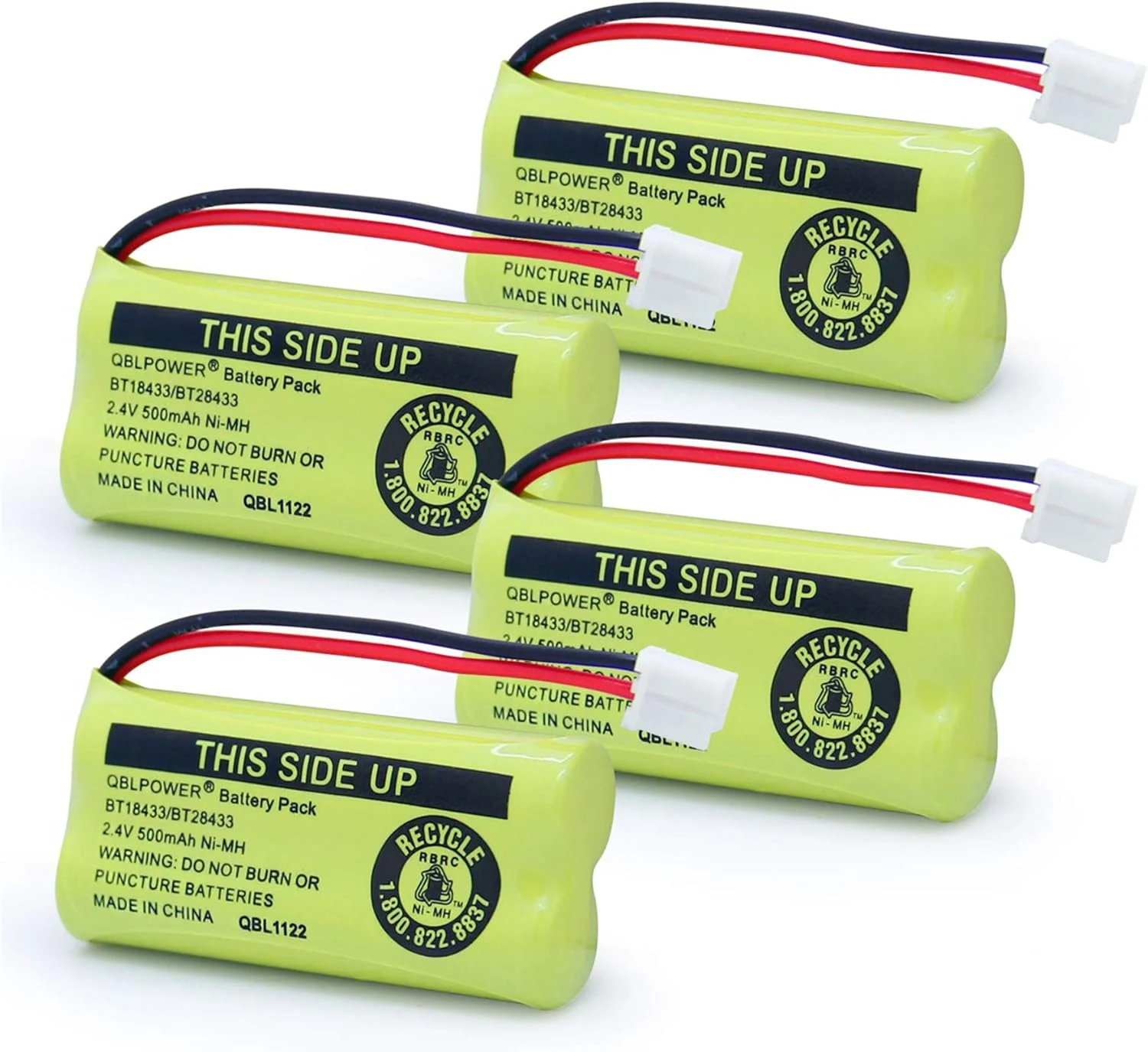 BT18433 BT28433 BT-8300 BATT-6010 Rechargeable Battery BT184342 BT284342 BT1011 BT1018 BT1022 BT1031 (Pack of 4)