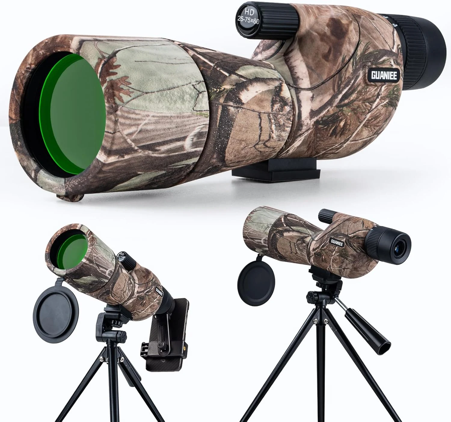 GUANIEE 25-75x60 Spotting Scope for Target Shooting with Tripod Carrying Bag and Phone Adapter