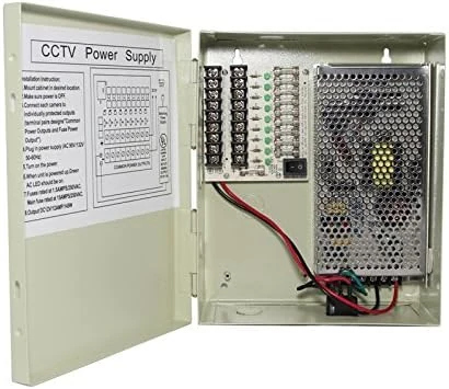 9 Outputs 12 Amp 12V DC CCTV Distribution Power Supply Box for Security Camera, UL Listed