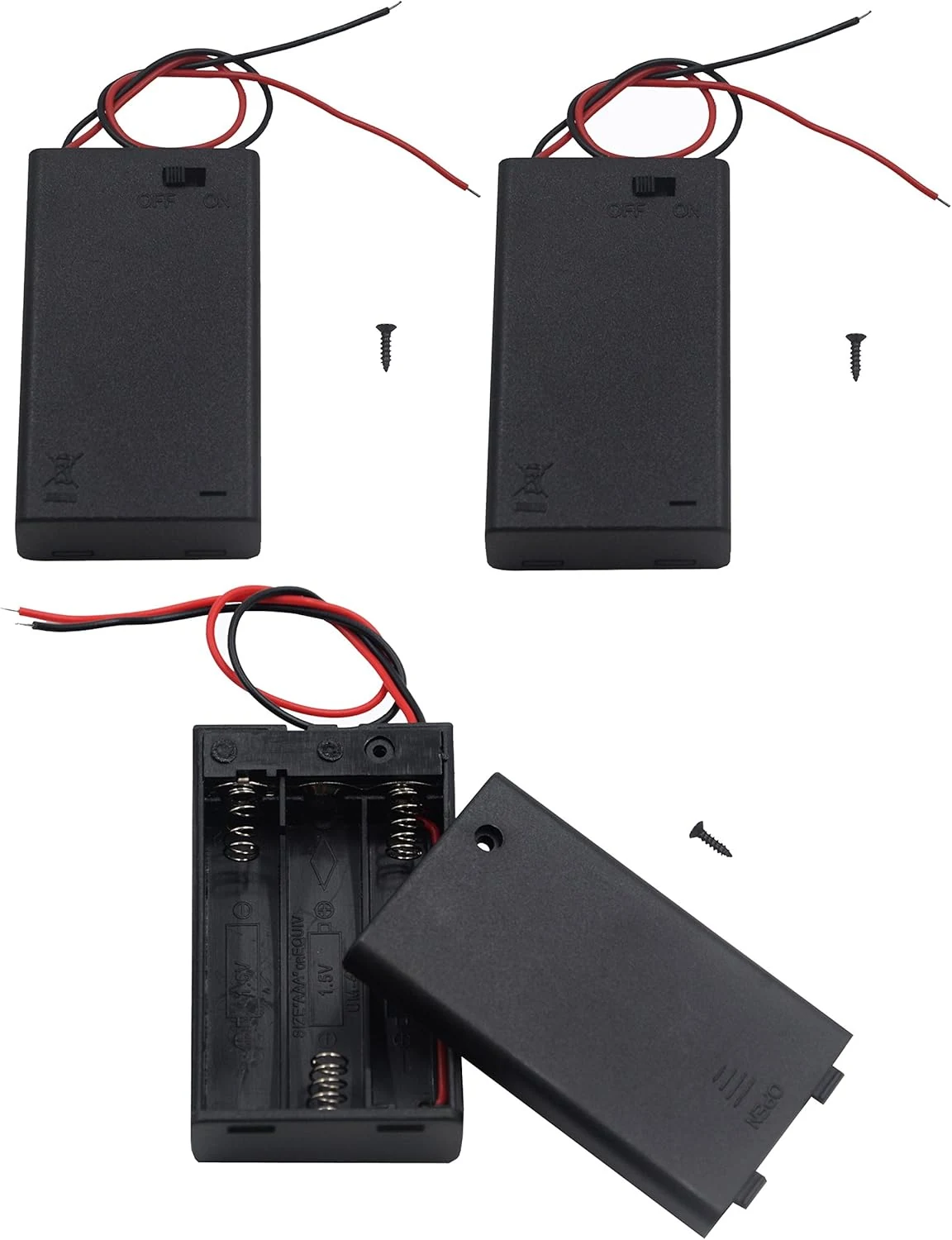 (Pack of 3) 3 AAA Battery Holder with Switch, 4.5V Battery Holder with Switch, 3X 1.5V AAA Battery Holder with Leads and Switch
