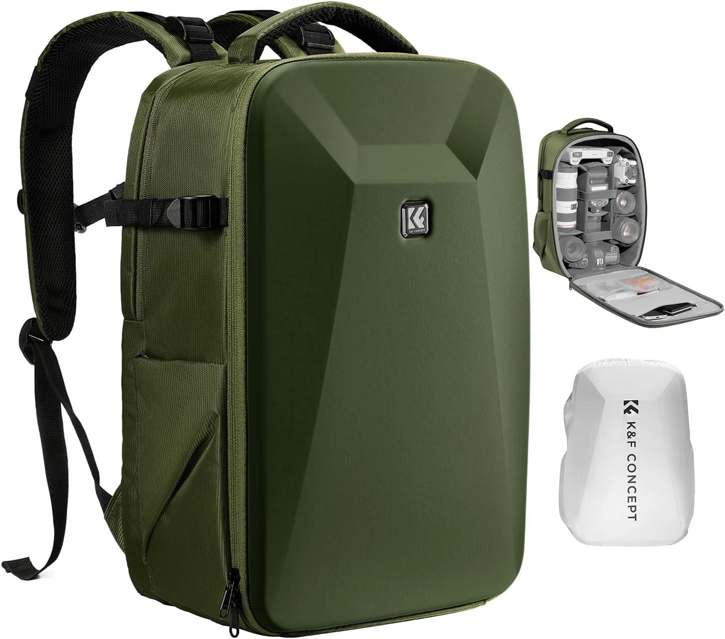 K&F CONCEPT Camera Backpack, Hardshell Photography DSLR Camera Bag with 15-15.6 Inch Laptop Compartment