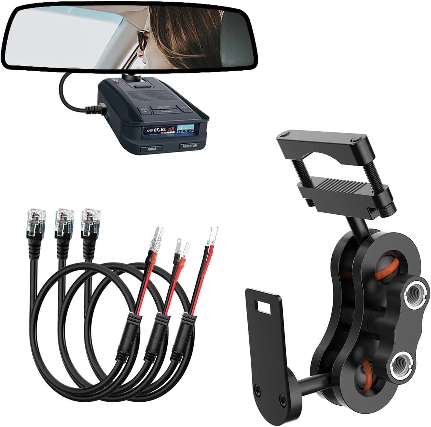 Radar Detector Mount,Rearview Mirror Rod Radar Mounting Bracket+Rearview Mirror Hard review