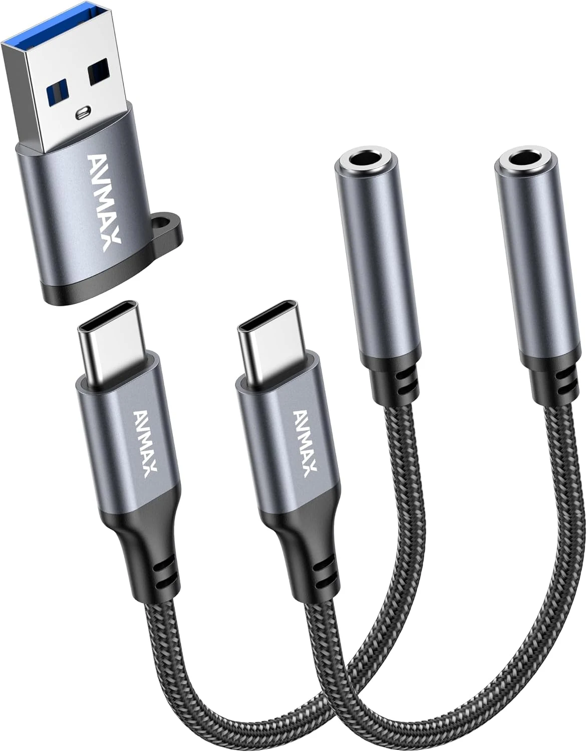 AVMAX USB C to 3.5mm Audio Headphone Adapter HiFi 2 Pack
