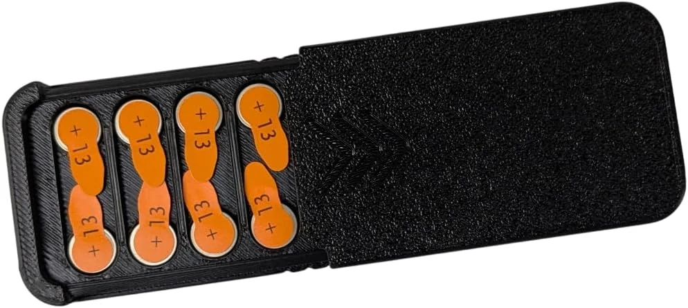 3BP Hearing Aid Battery Case, Size 13 Large Black (8X)